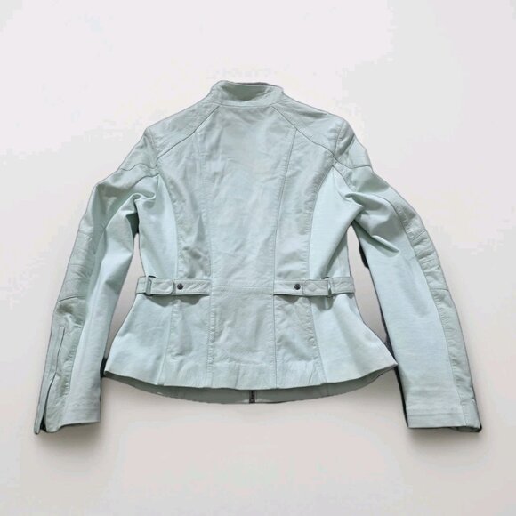 Bod & Christensen Jacket Women M Light Green Penelope Genuine Leather Moto Lined - Picture 14 of 16